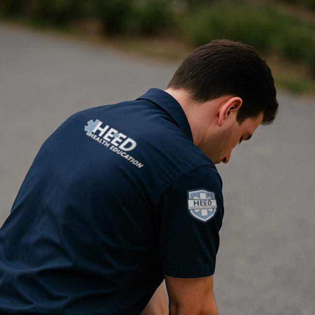 HEED staff member demonstrates CPR